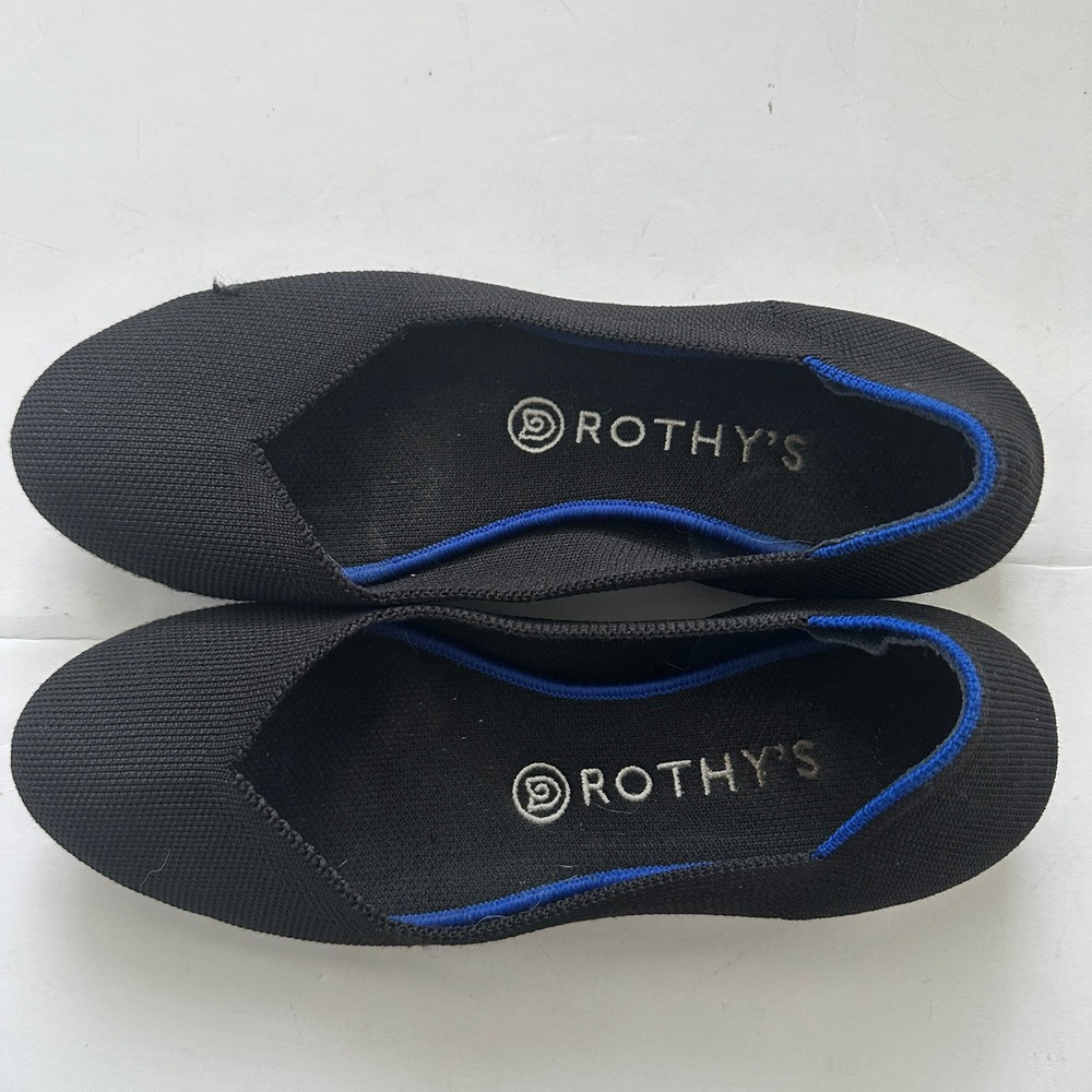 Rothys The Flat Solid Black Pointed Toe Knit Flat… - image 2